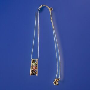 Sterling Silver 925 Gold Vermeil Sapphire Emerald Garnet Pendant Necklace Tested